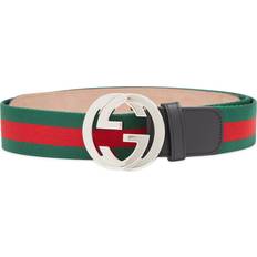Gucci Herre Bælter Gucci Men's GG Interlock Webbing Belt Green/Red/Black Green/Red/Black