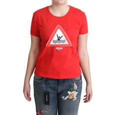 Moschino Rød T-shirts & Toppe Moschino Red Cotton Swim Graphic Triangle Print T-shirt IT42