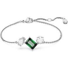 Kubisk Zirkon Armbånd Swarovski Mesmera Bracelet - Silver/Green/Transparent