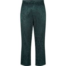 Zizzi Grøn Bukser & Shorts Zizzi Loose Viscose Trousers with Tone-On-Tone Print - Green