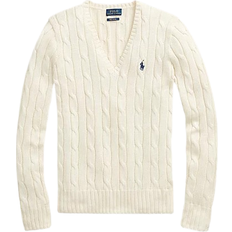 Polo Ralph Lauren Dame - S - Striktrøjer Sweatere Polo Ralph Lauren Cable-Knit V-Neck Sweater - Cream