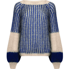 Ballonærmer - Dame - Rund hals Sweatere Noella Liana Knit Sweater - Cream/Cobalt Blue