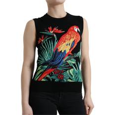 One Size - Uld Toppe Dolce & Gabbana Black Bird Wool Knit Sleeveless Tank T-shirt IT38