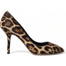 Dolce & Gabbana Dame Højhælede sko Dolce & Gabbana Brown Leopard Pony Hair Leather Heels Shoes EU37.5/US7