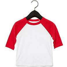 50 - Hvid T-shirts Bella Canvas Toddler 3/4-Sleeve Baseball T-Shirt 4T WHITE/ RED