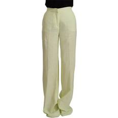 MSGM 48 Tøj MSGM Yellow Green Cotton High Waist Straight Long Pants IT42