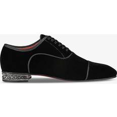 Christian Louboutin Sort Oxford Christian Louboutin Mens Black Greggyrocks Spike-embellished Velvet Oxford Shoes