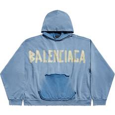 Balenciaga Polyester Overdele Balenciaga Tape Type cotton fleece hoodie blue