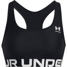 Under Armour 50 - Dame Tøj Under Armour Women's HeatGear Mid Branded Sports Bra Black White