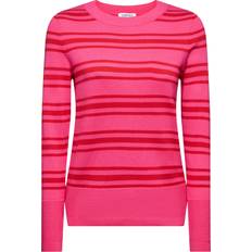 Esprit Bomuld Sweatere Esprit Gestreiftes Sweatshirt mit Rundhalsausschnitt PINK FUCHSIA