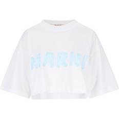 Marni S T-shirts Marni White Cropped T-Shirt L4W01 Lily White IT