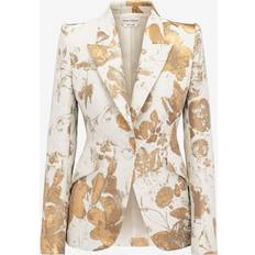 Alexander McQueen Dame Overdele Alexander McQueen Floral jacquard cotton-blend blazer gold
