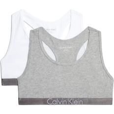 140 - Grå Toppe Calvin Klein Girl's Customized Stretch Bralettes 2-pack - Grey Heathe/White