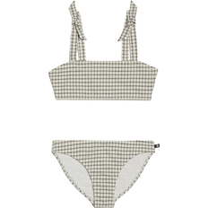 Tommy Hilfiger Bikinier Tommy Hilfiger Retro Bow Bralette Bikini Swim Set - Linear Grid Check Ivory/Black (UG0UG007210GK)