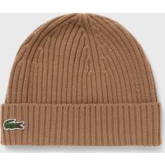 Lacoste Huer Lacoste Unisex Ribbed Wool Beanie One Brown
