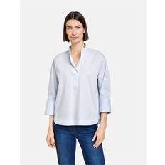Gerry Weber 48 - Dame Tøj Gerry Weber Blouse With 3/4-Length Sleeves And Stand-Out Pleat Blue