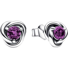 Pandora February Birthstone Eternity Circle Stud Earrings - Silver/Purple
