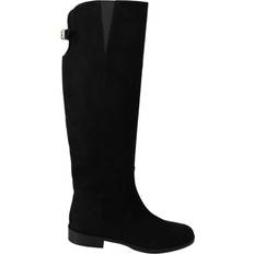40 - Dame Høje støvler Dolce & Gabbana Black Suede Knee High Flat Boots Shoes EU35/US4.5