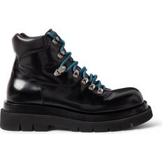 Bottega Veneta Læder Støvler Bottega Veneta Glossed-Leather Lace-Up Boots Men Black