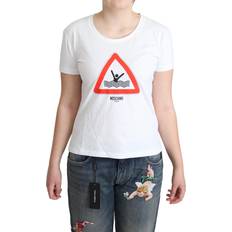 Moschino Dame T-shirts Moschino White Cotton Graphic Triangle Print T-shirt IT46