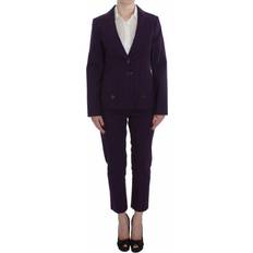 Dame - Elastan/Lycra/Spandex Jakkesæt BENCIVENGA Purple Striped Stretch Coat Blazer Pants Suit IT48
