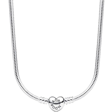 Snakes Halskæder Pandora Moments Heart Clasp Snake Chain Necklace - Silver