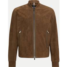 Herre - Ruskindsjakker BOSS Men's Malbano Suede Bomber Jacket Open Brown Regular/40