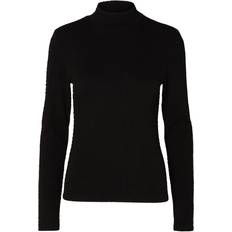 Selected Dame Tøj Selected Textured High Neck Knitted Top - Black