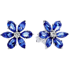 Pandora Krystal - Sølv Smykker Pandora Sparkling Herbarium Cluster Stud Earrings - Silver/Blue