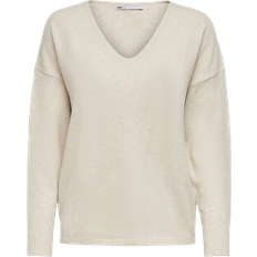 42 - Dame - Striktrøjer - XXL Sweatere Only Rica V-Neck Knitted Pullover - Grey/Birch
