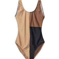 Beige - Midikjoler - Nylon Tøj H2O Møn Colorblock Swimsuit - Oak/Black