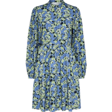 12 - Blå - Dame - Korte kjoler Selected Jana Floral Mini Dress - Ultramarine