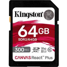 64 GB - Class 10 - V30 Hukommelseskort & USB Stik Kingston Canvas React Plus SDXC Class 10 UHS-II U3 ​​V90 300/260MB/s 64GB