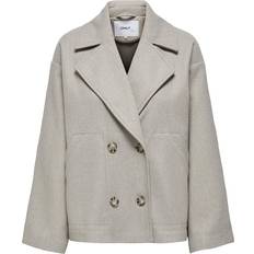 Only Dame Overtøj Only Short Coat - White/Simply Taupe