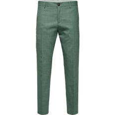 Habitbukser - Herre - Hør Selected Oasis Slim Fit Suit Trousers - Light Green Melange