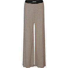 Mads Nørgaard Bukser & Shorts Mads Nørgaard 2x2 Cotton Stripe Veran Pants - Black Coffee/Vanill