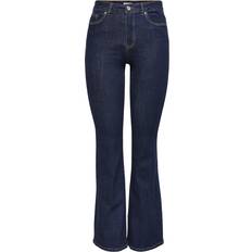 Blå - Knælange nederdele - Viskose Tøj Only Flared Fit High Waist Jeans - Blue/Dark Blue Denim