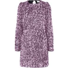 38 - Bådudskæring - Paillet Tøj Selected Sequin Mini Dress - Pink Lavender
