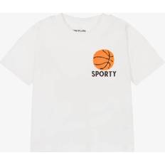 Mini Rodini UV-beskyttelse Børnetøj Mini Rodini White Basketball Chenille Emb T-shirt-116/122