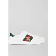 Gucci Sko Gucci Ace Faux Watersnake-Trimmed Embroidered Leather Sneakers Men White