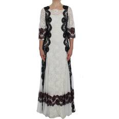 Herre - L - Sort Kjoler Dolce & Gabbana White Floral Lace Full Length Gown Dress IT38