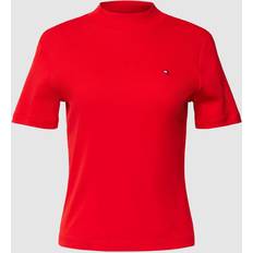 Tommy Hilfiger 12 - Dame Sweatere Tommy Hilfiger Mock Turtleneck Cropped Slim T-Shirt FIERCE RED