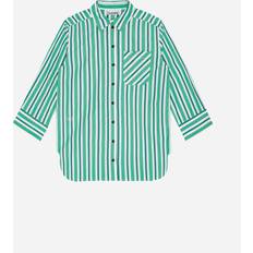 Ganni Stribede Overdele Ganni Stripe Cotton Shirt Creme de Menthe