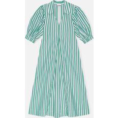 Ganni Stribede Kjoler Ganni Striped Organic Cotton Maxi Dress 40/UK Green