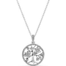 Pandora Kubisk Zirkon - Sølv Halskæder Pandora Family Tree Necklace - Silver/Transparent