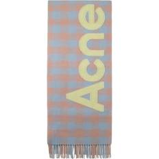 Acne Studios Blue & Pink Check Logo Scarf DM5 Camel beige/acid UNI