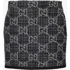 Gucci Dame Nederdele Gucci GG-jacquard Wool-blend Tweed Mini Skirt Womens Dark Grey
