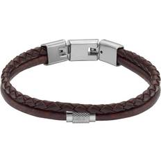 Fossil Herren Armband, Edelstahl/Leder, braun