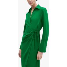 Mango Dame - Grøn Kjoler Mango Wrap Shirt Dress Kvinde Midi Kjoler hos Magasin Green