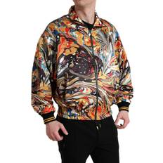 Dolce & Gabbana Polyester Overtøj Dolce & Gabbana Multicolor Abstract Polyester Bomber Jacket IT50